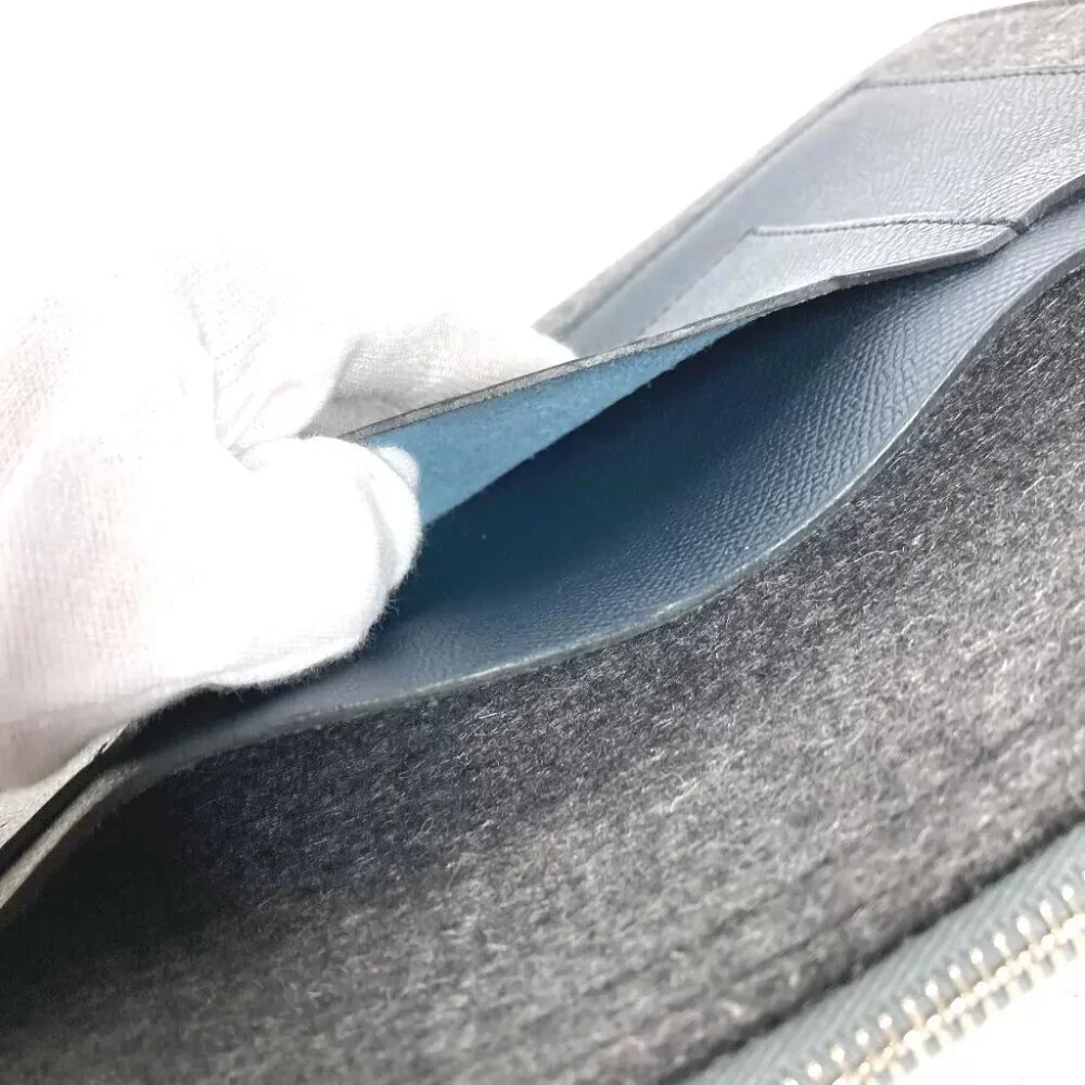 HERMES To Doo 29 Bag Pouch Bicolor Clutch bag felt / Leather gray/Navy - Picture 3 of 12